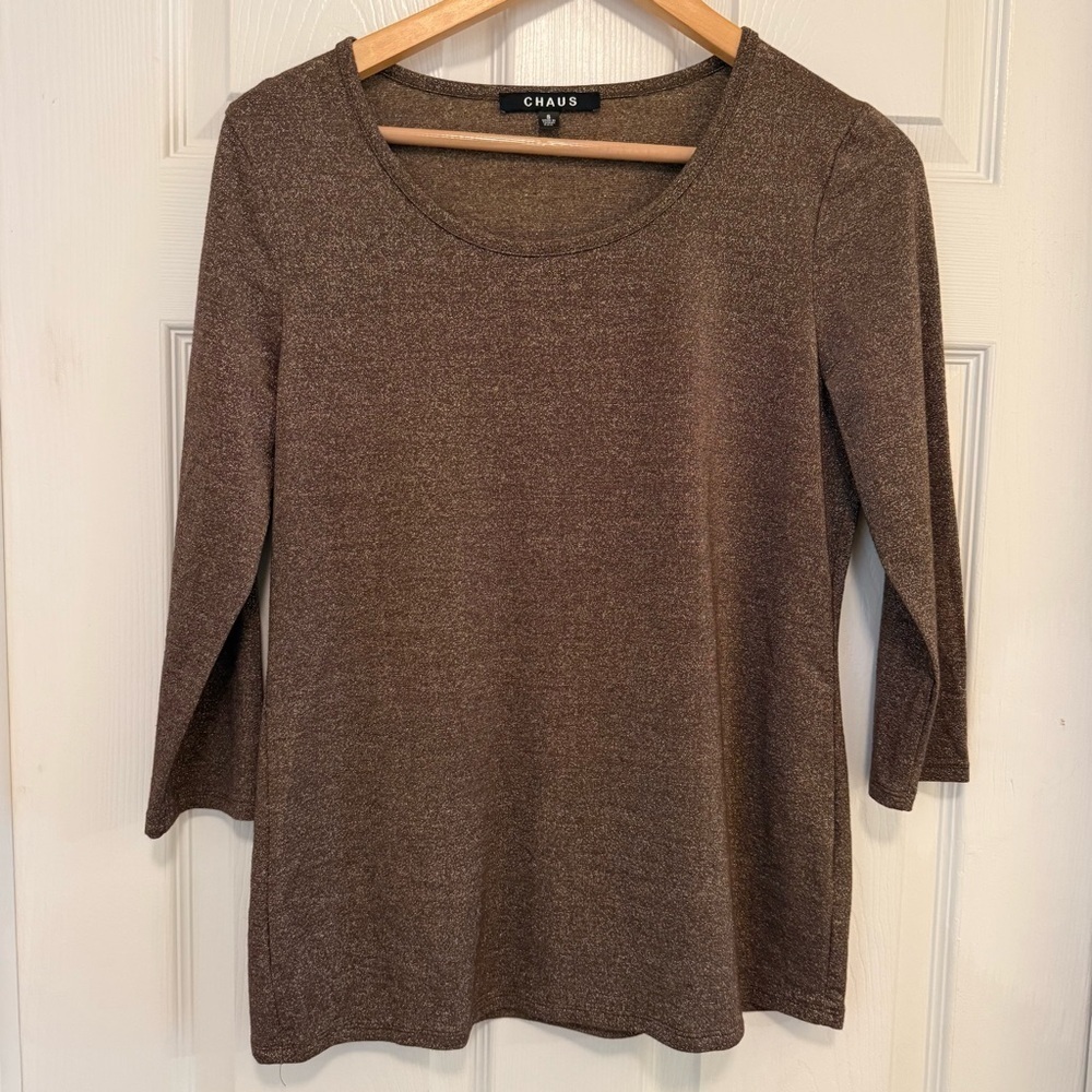 Like New Chaus Metallic 3/4 Sleeve Sweater